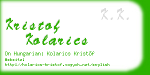 kristof kolarics business card